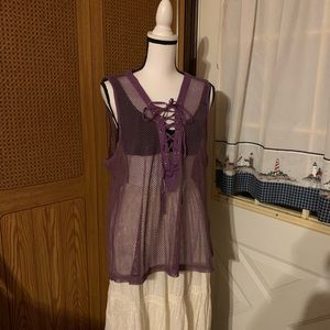 Forever 21 Plus Purple Fishnet Tank Top
